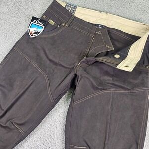 Kuhl The Law Pants Mens 35x32 Brown Canvas Stretch Cargo Workwear Espresso